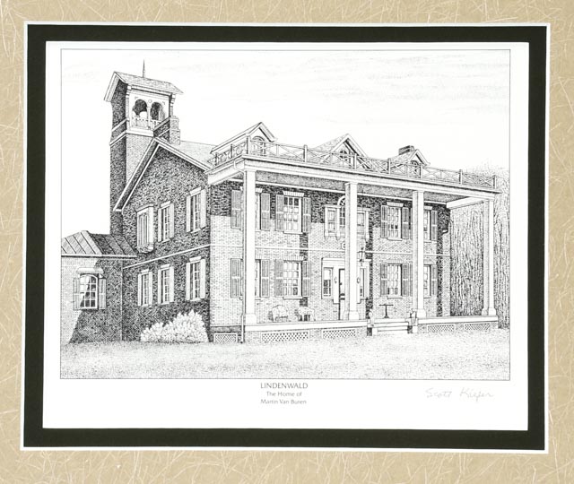 Lot of Five Scott Kiefer Lithographs of Presidents' Homes