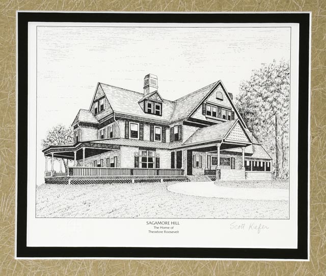 Lot of Five Scott Kiefer Lithographs of Presidents' Homes