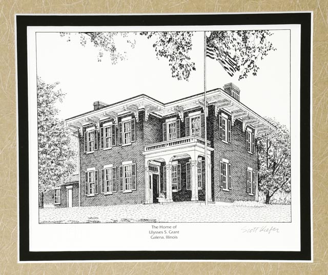 Lot of Five Scott Kiefer Lithographs of Presidents' Homes