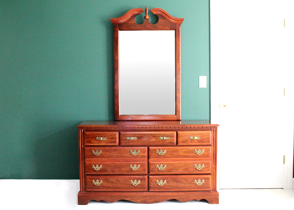 Broyhill Cherry American Traditional Dresser with Attached Mirror