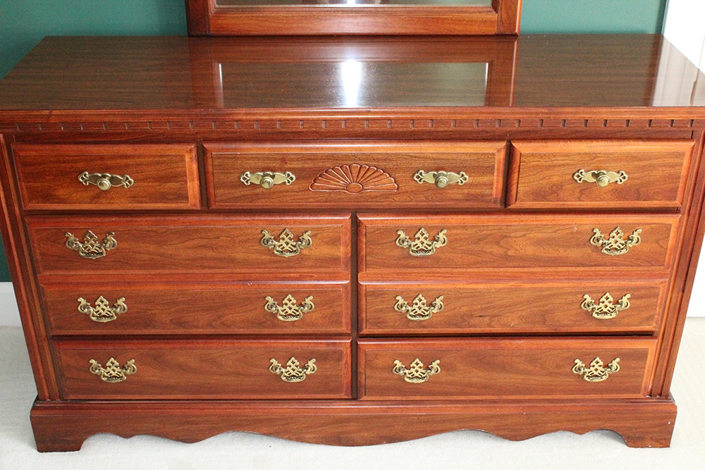 Broyhill Cherry American Traditional Dresser with Attached Mirror