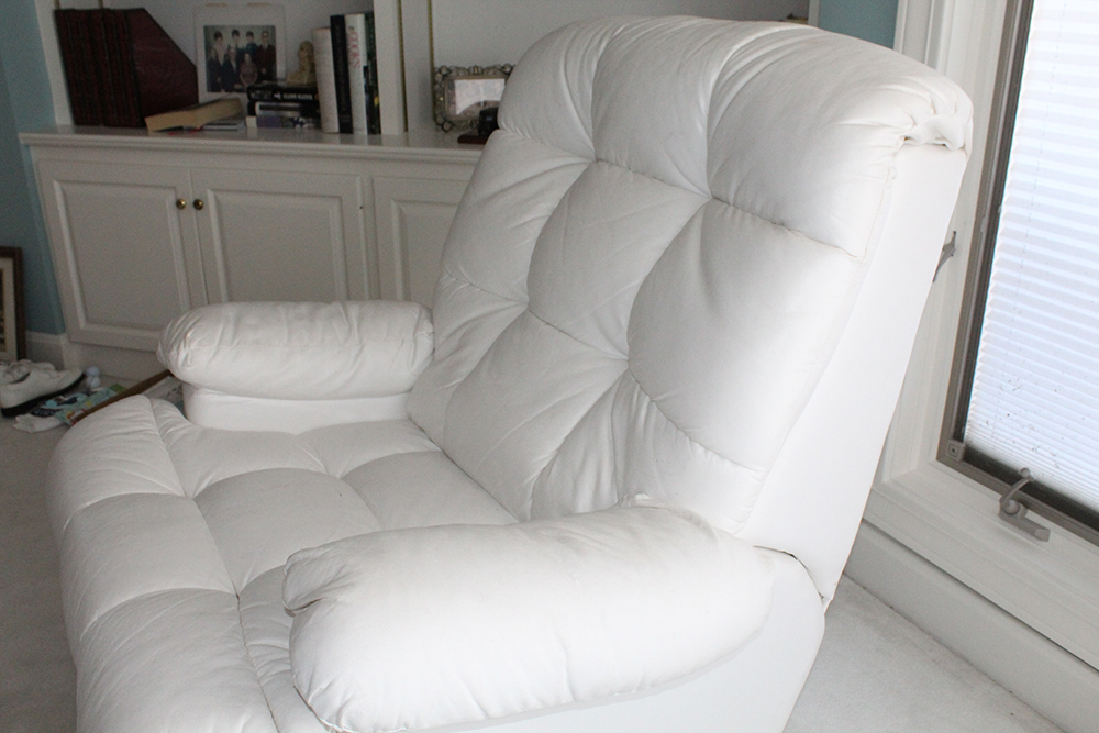 White Faux Leather Reclining Armchair