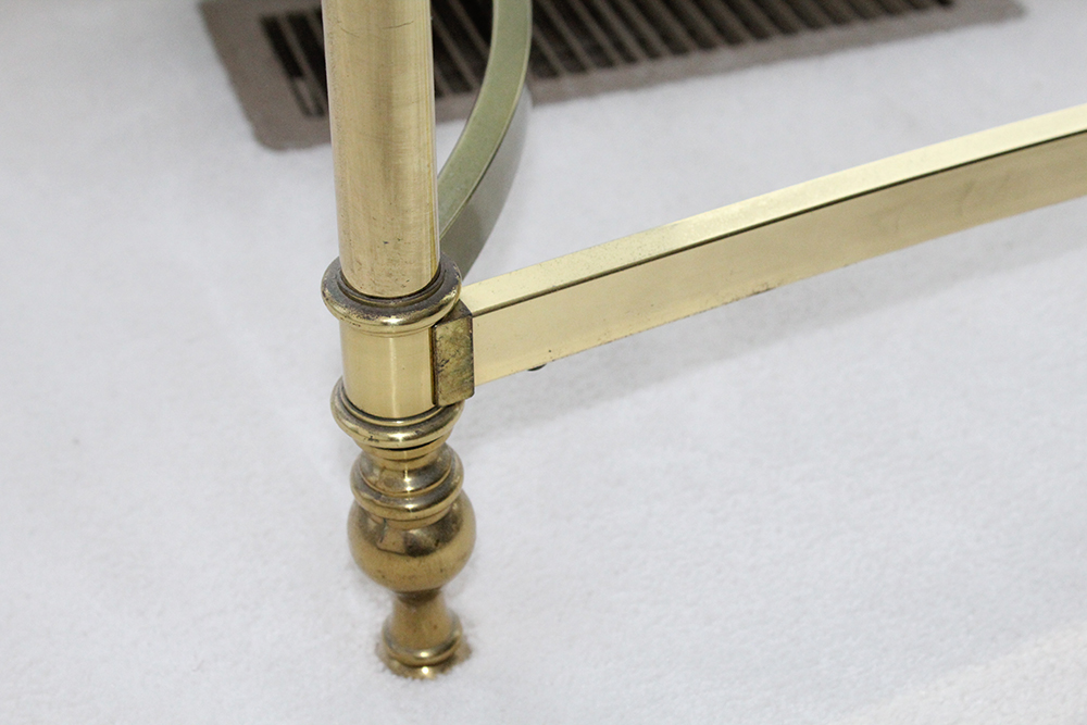 Oval Brass Bottom Glass Topped Coffee Table