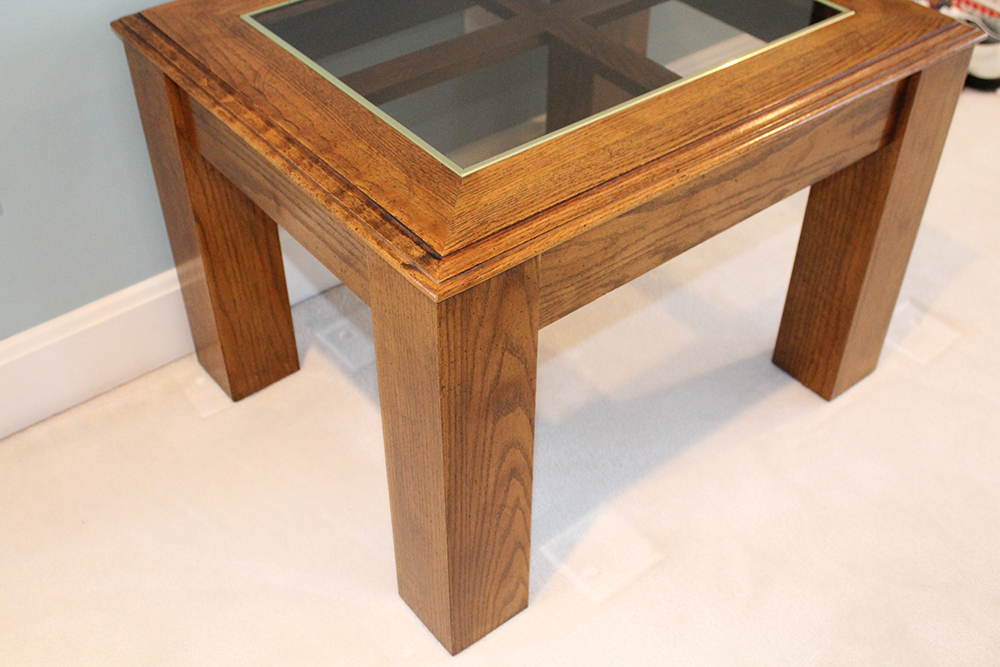 Glass Topped Oak Side Table