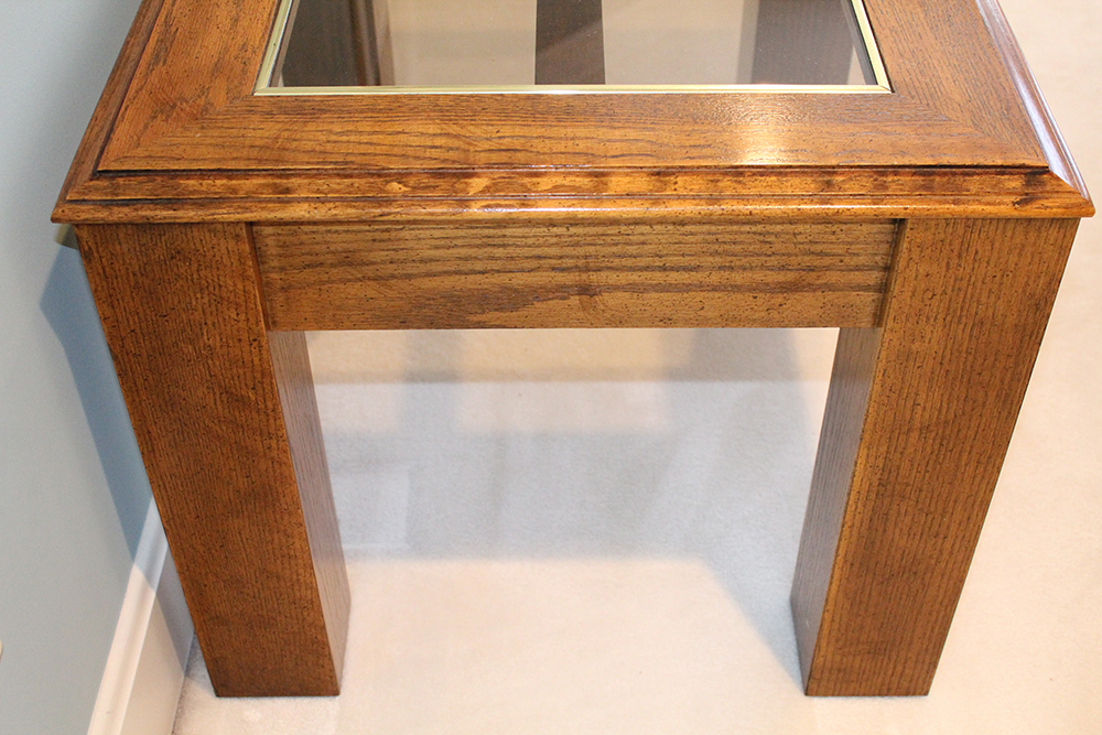 Glass Topped Oak Side Table