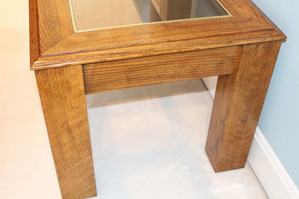 Glass Topped Oak Side Table