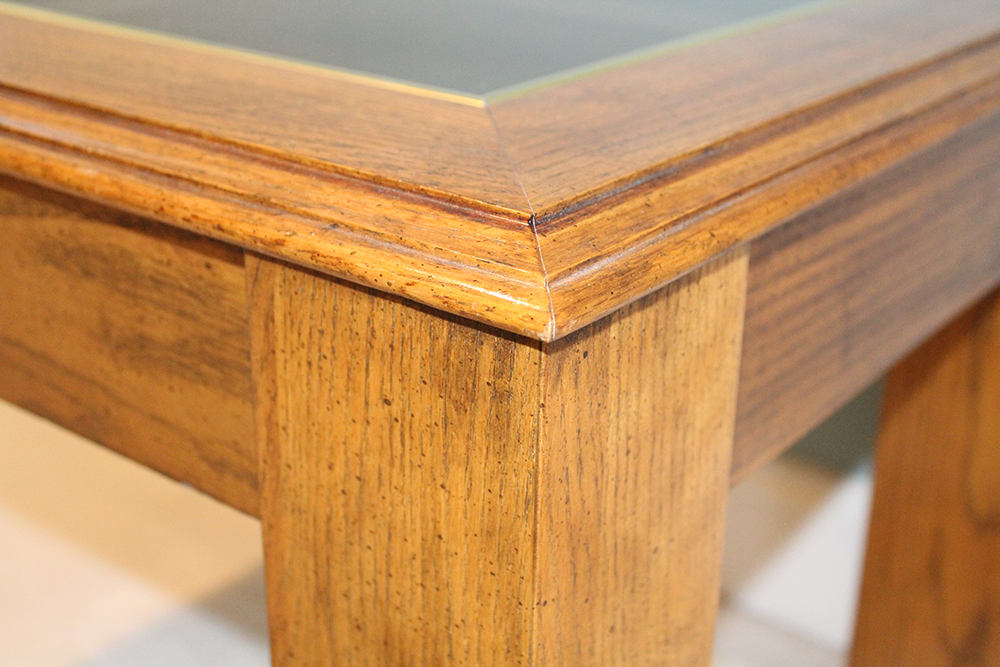 Glass Topped Oak Side Table