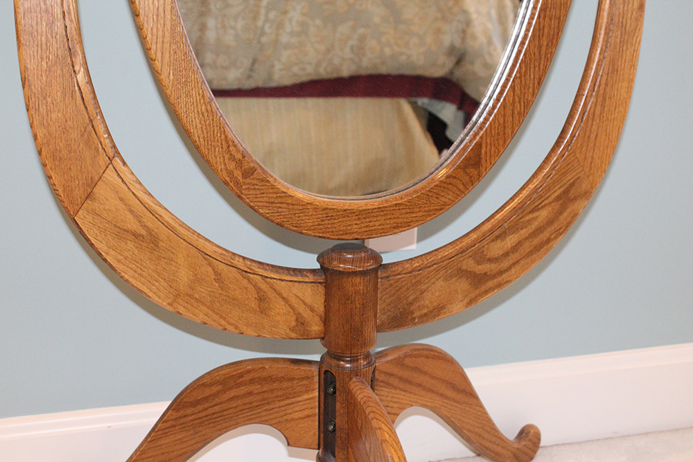 Oval Oak Standing Mirror
