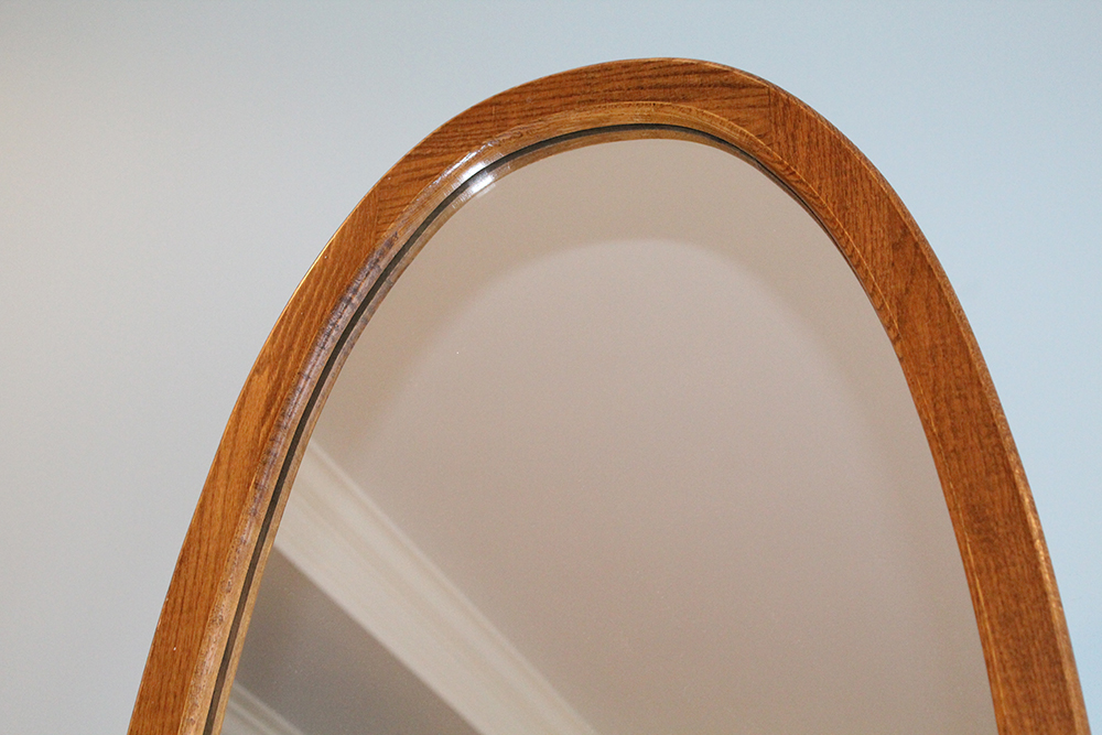 Oval Oak Standing Mirror
