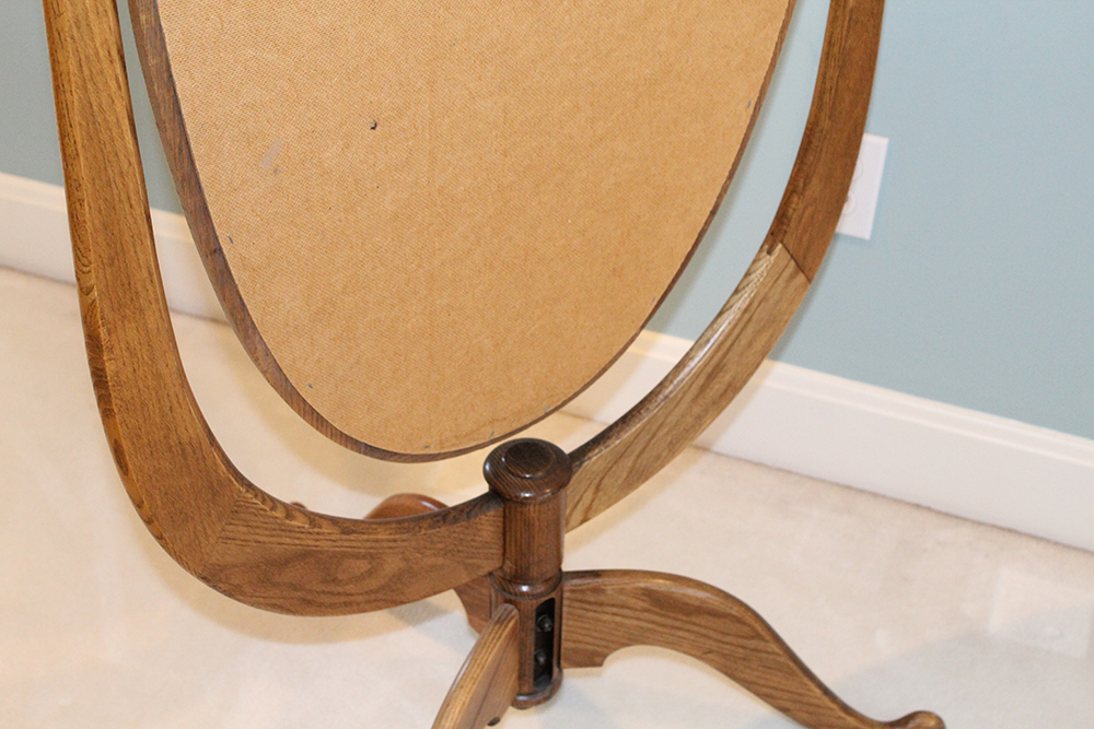 Oval Oak Standing Mirror