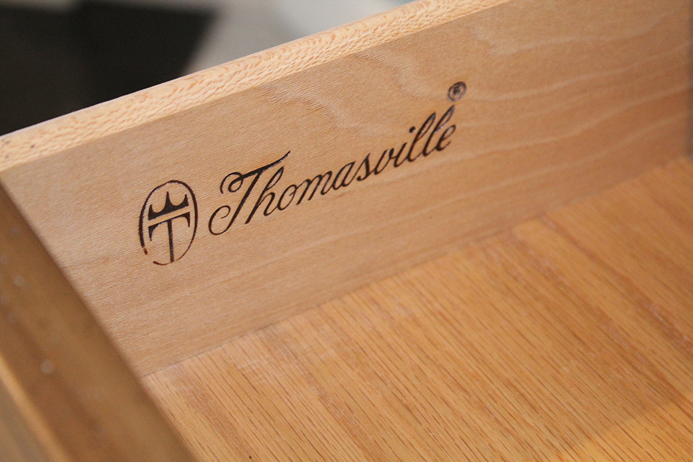 Mid Century Oak Chest of Drawers with Rattan Panels