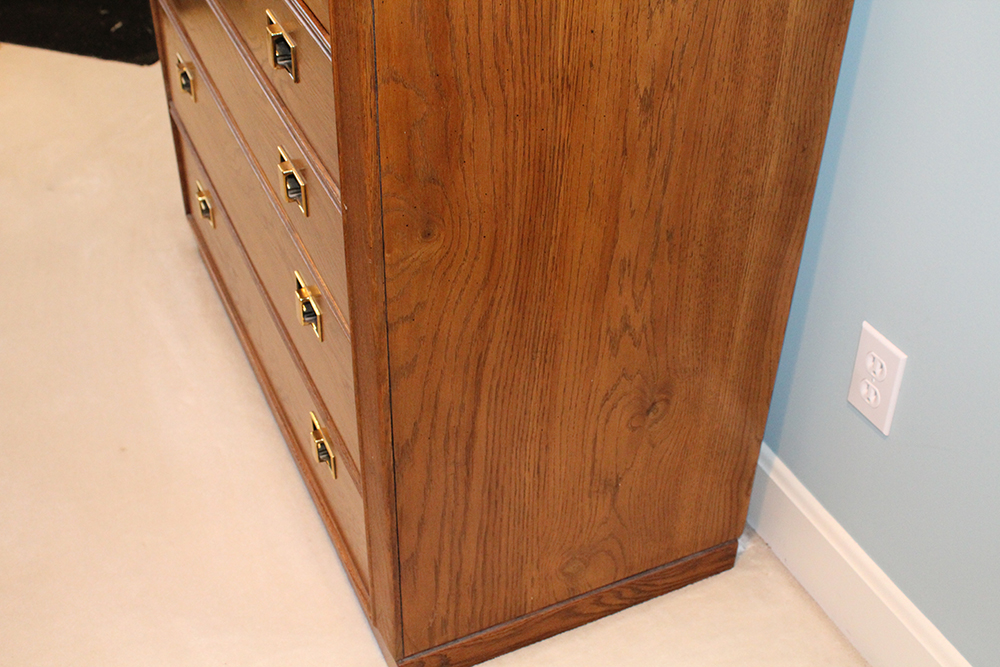 Mid Century Oak Chest of Drawers with Rattan Panels