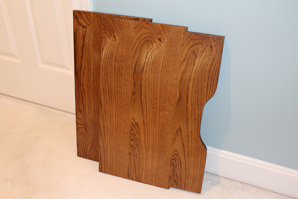 Mid-Century Traditional Oak Cabinet Headboard and Queen Bedframe