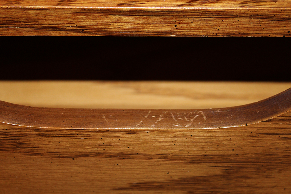 Mid-Century Traditional Oak Cabinet Headboard and Queen Bedframe