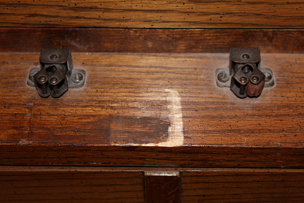 Mid-Century Traditional Oak Cabinet Headboard and Queen Bedframe