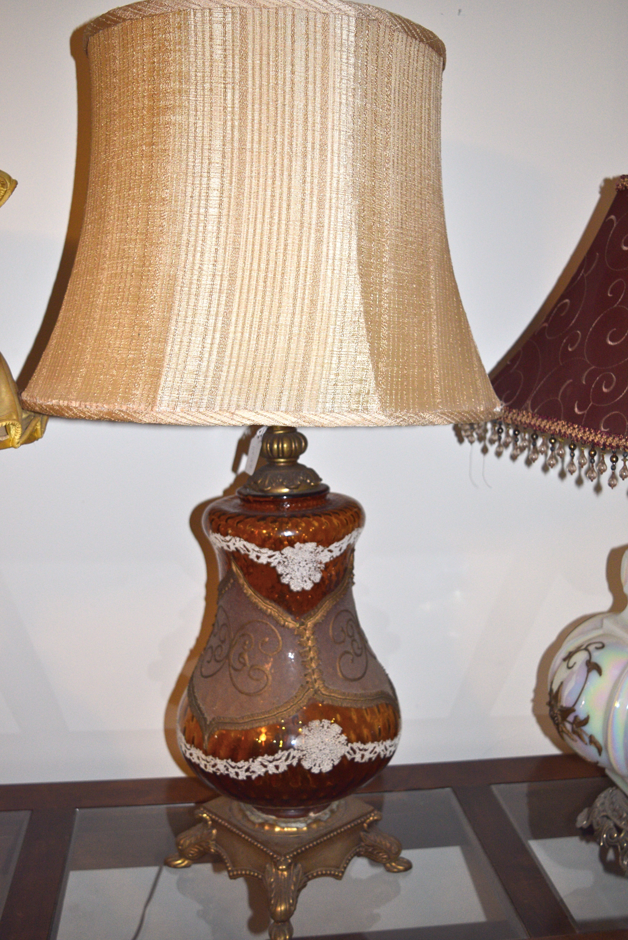 Three Vintage Glass Lamps
