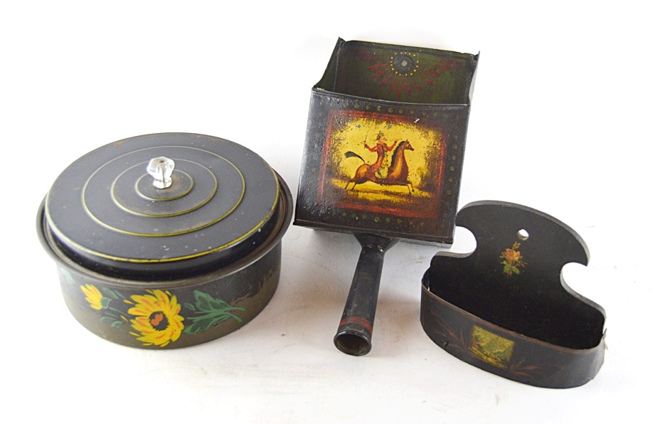 Vintage Toleware with Old German Folk Art Dustpan