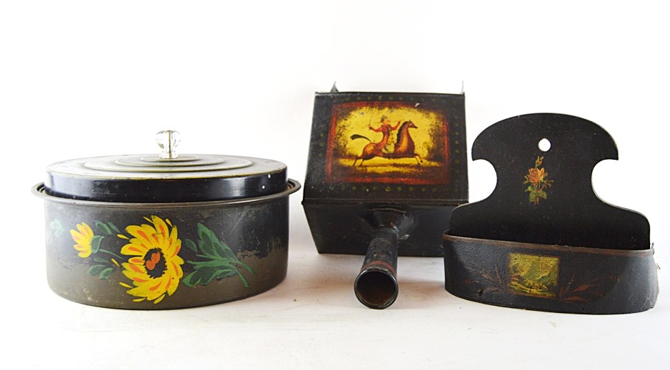 Vintage Toleware with Old German Folk Art Dustpan