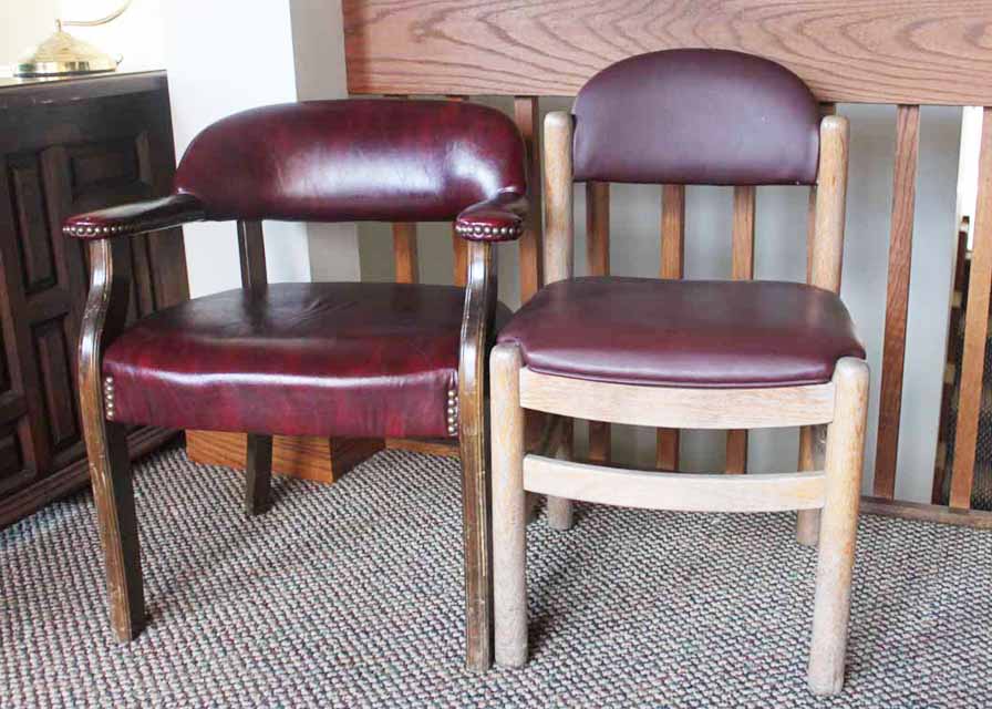 Burgundy and Wood Office Chairs