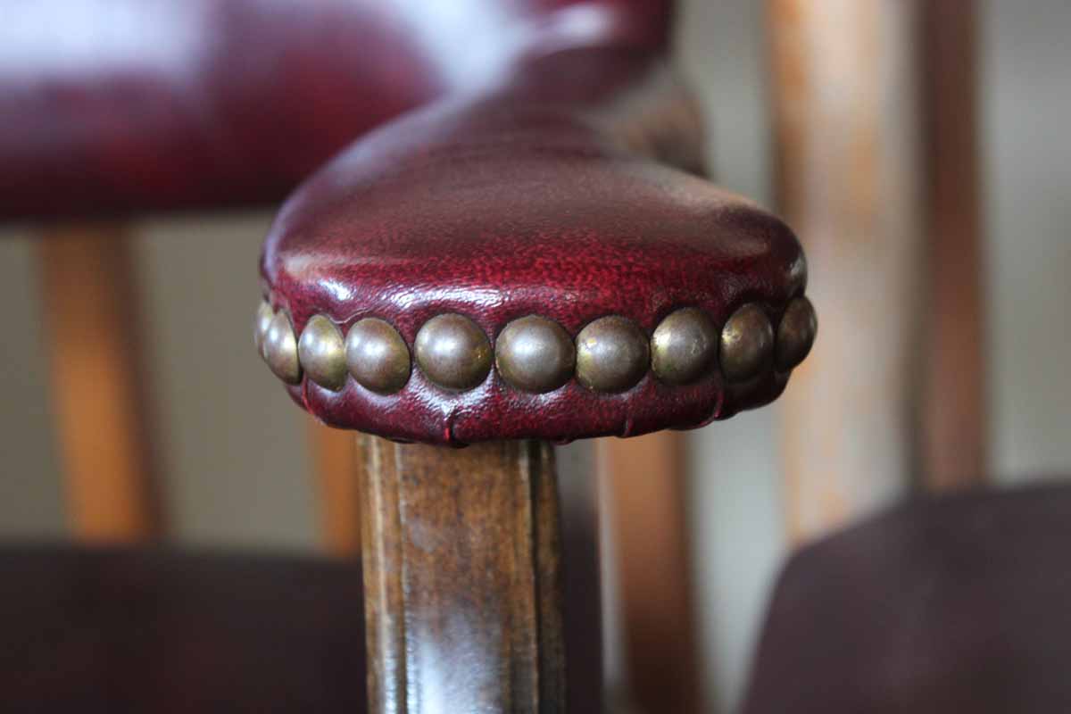 Burgundy and Wood Office Chairs