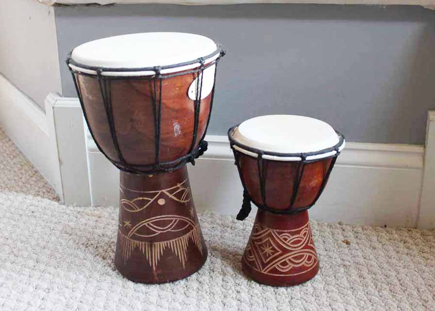 Pair of Indonesian Made Djembe Drums