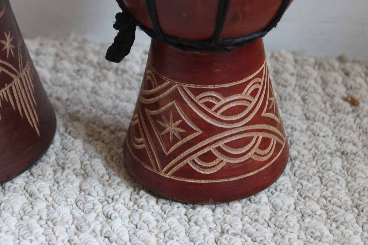 Pair of Indonesian Made Djembe Drums