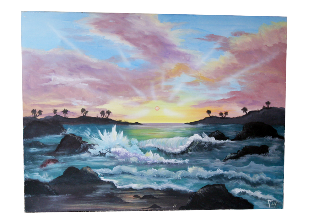 Substantial Sunset Painting on Canvas