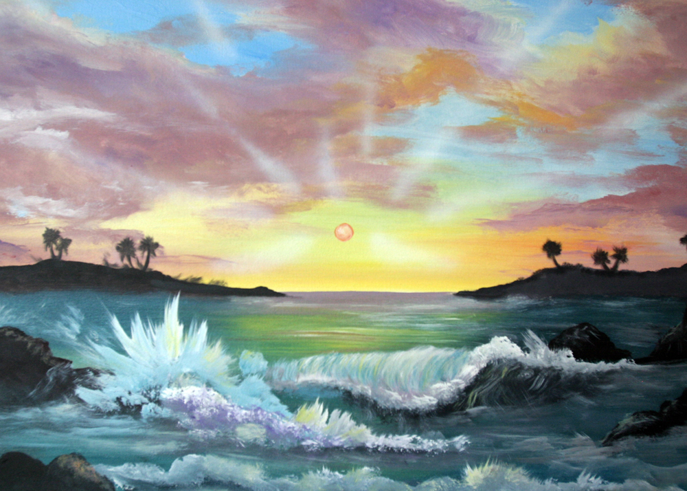 Substantial Sunset Painting on Canvas