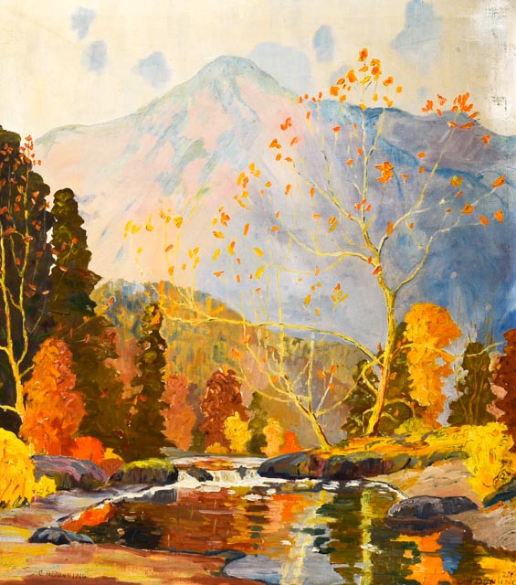 C.H. Dunning Original 1927 Oil on Canvas "Trout Stream"