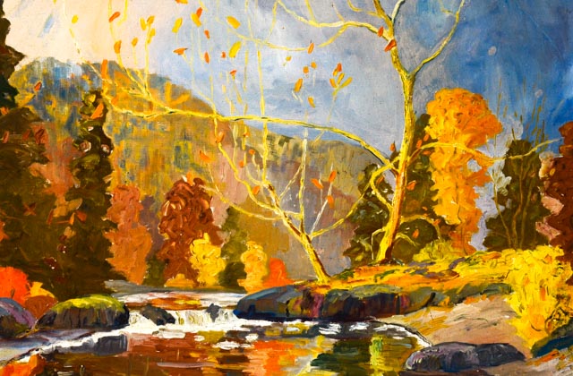 C.H. Dunning Original 1927 Oil on Canvas "Trout Stream"
