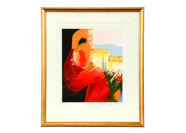 Emile Bellet Limited Edition Lithograph "Maternite Rouge"