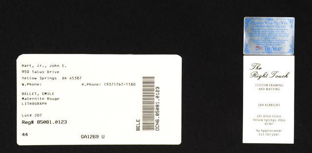 Emile Bellet Limited Edition Lithograph "Maternite Rouge"