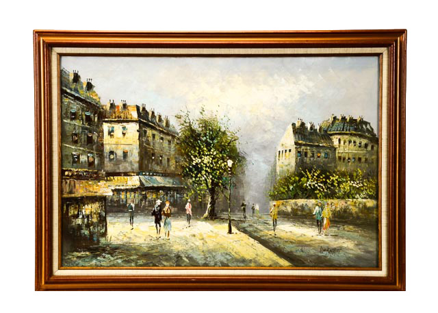 Caroline Burnett Oil Painting of Parisian Street Scene