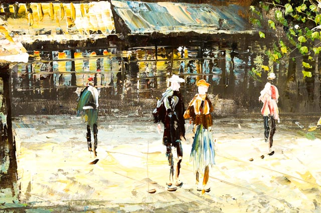 Caroline Burnett Oil Painting of Parisian Street Scene