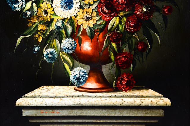 M. Corda Original Oil Painting of Floral Still Life