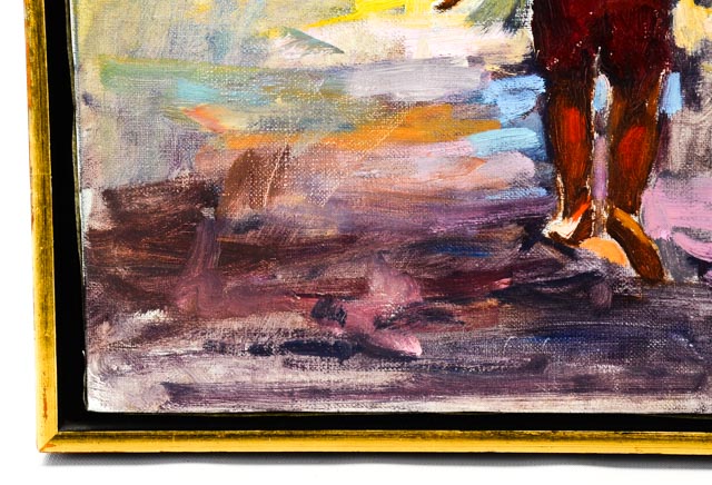 Adeline A. Hoagland Oil Painting of Children at Seashore