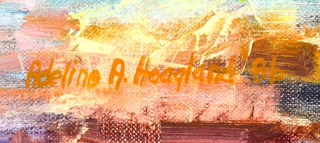 Adeline A. Hoagland Oil Painting of Children at Seashore