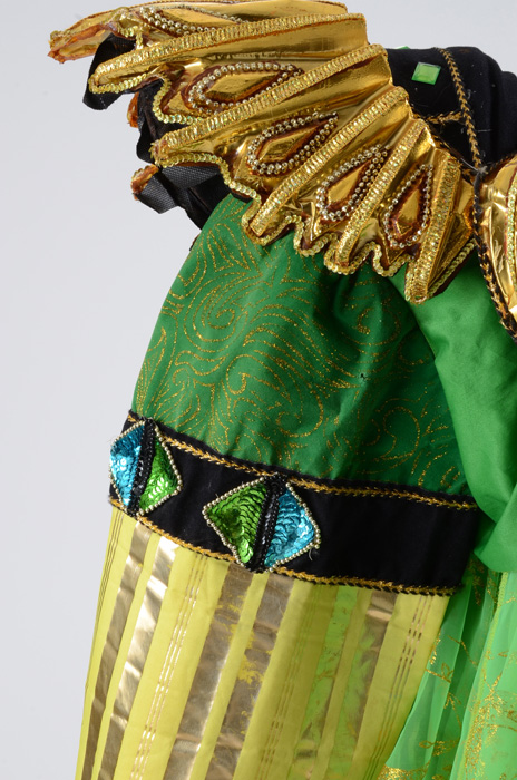 Vibrant Mardi Gras Float Costume with Stand