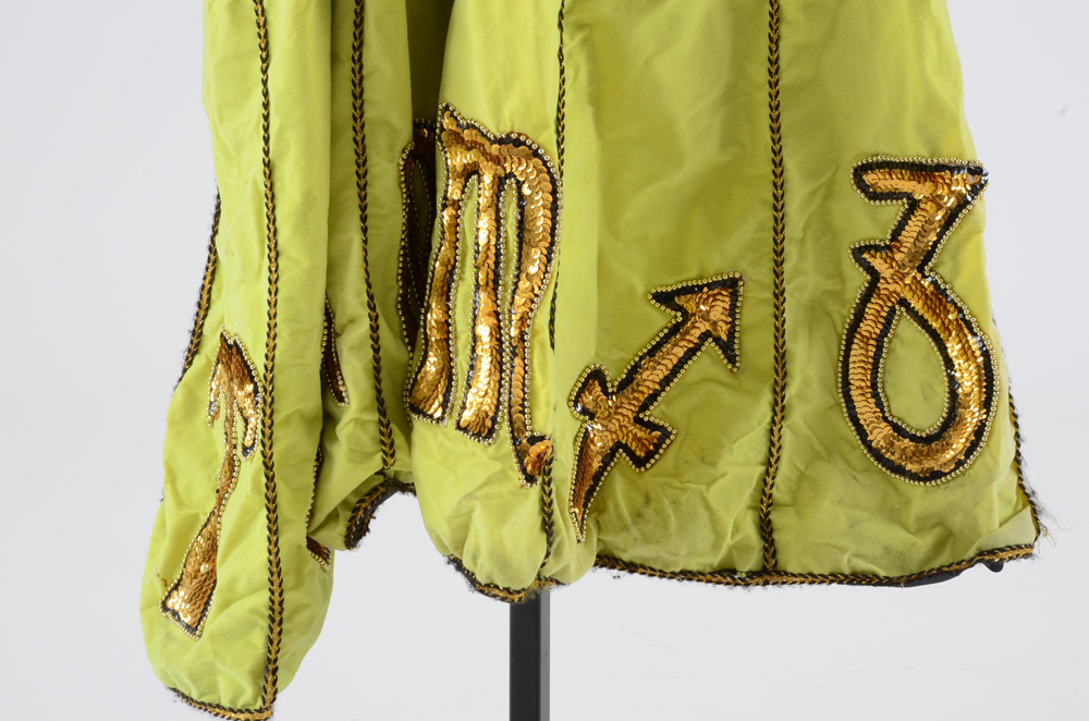 Vibrant Mardi Gras Float Costume with Stand