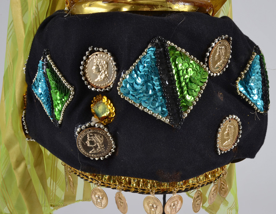 Vibrant Mardi Gras Float Costume with Stand