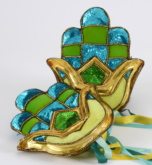 Vibrant Mardi Gras Float Costume with Stand