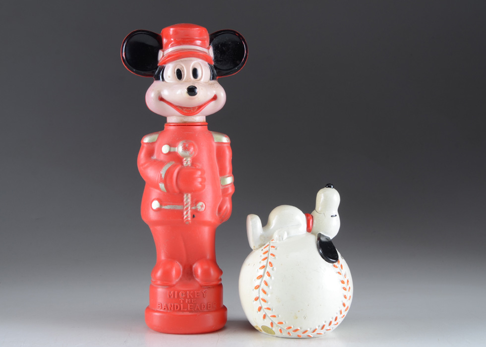 1960s Mickey Mouse Soaky Toy And Snoopy Ceramic Bank