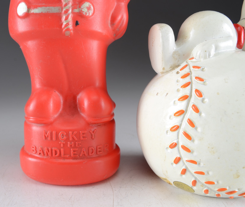 1960s Mickey Mouse Soaky Toy And Snoopy Ceramic Bank