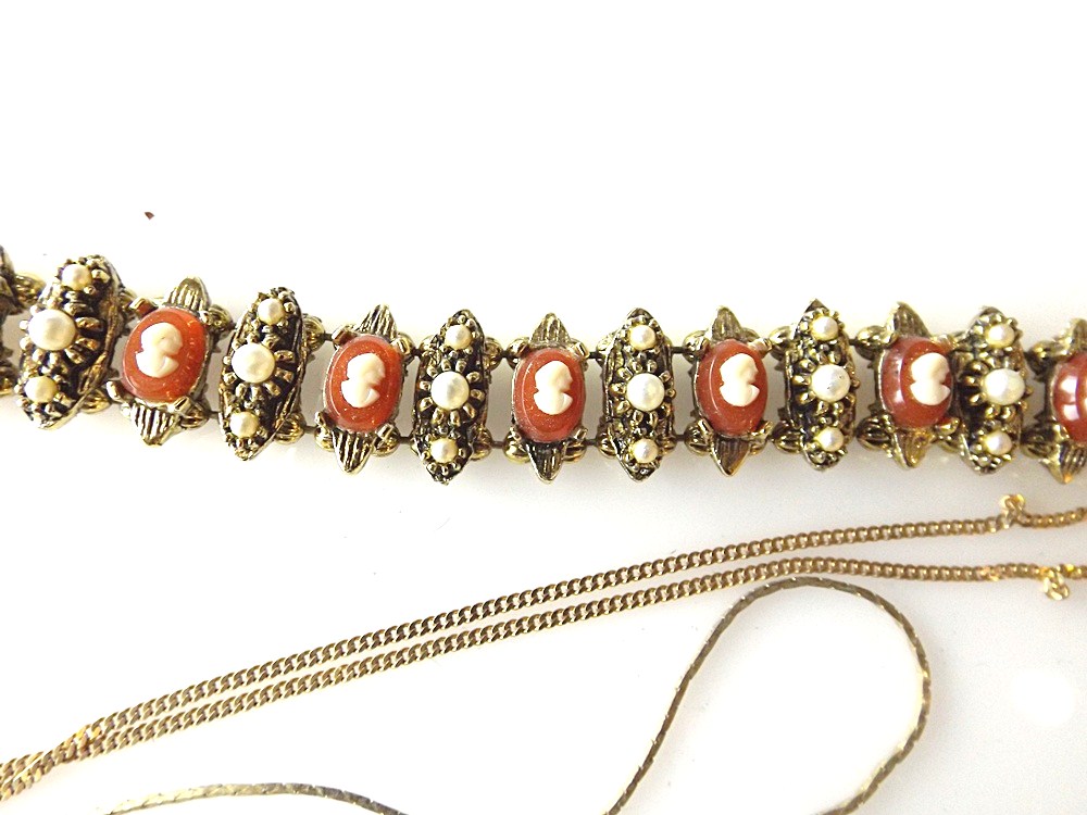 Vintage Costume Jewelry with Cameos, Bracelet