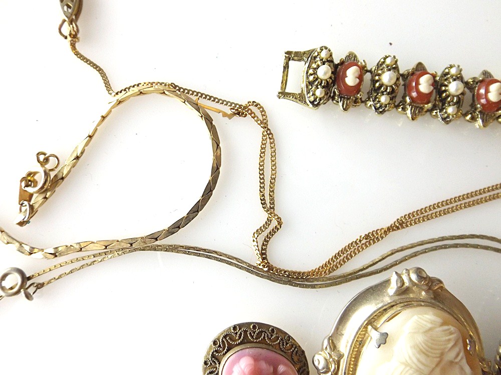 Vintage Costume Jewelry with Cameos, Bracelet