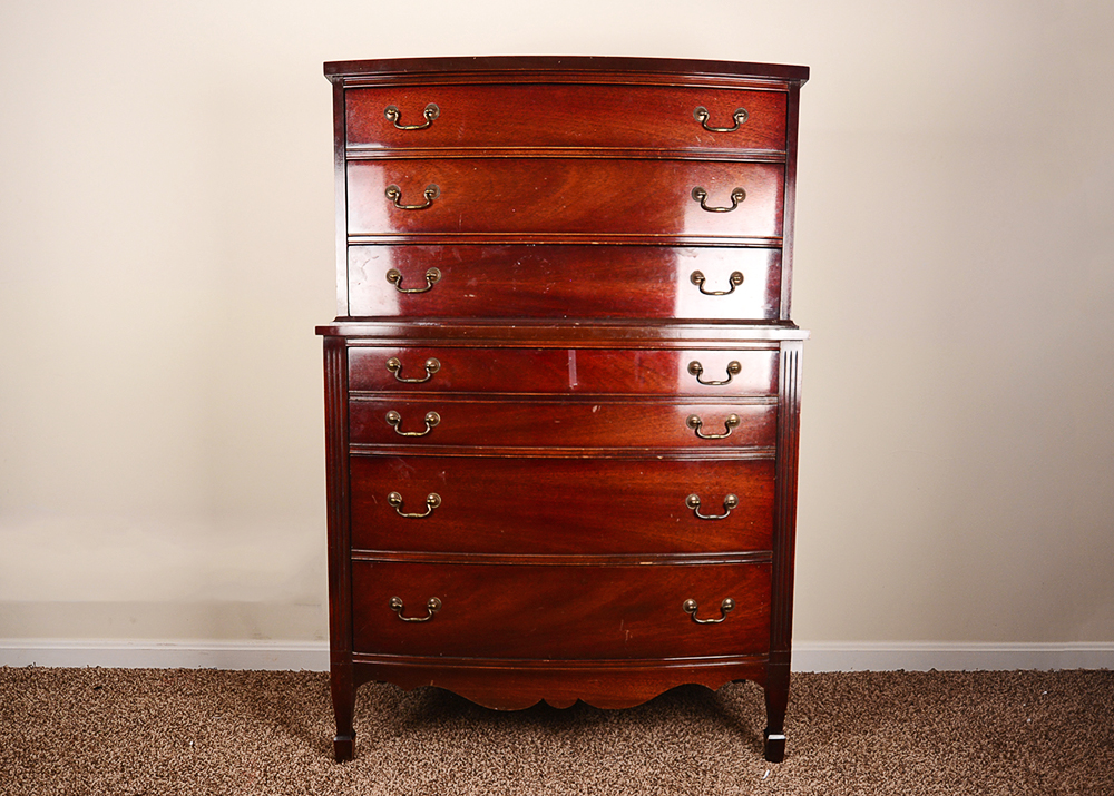 Mahogany Bow Front Chest On Chest