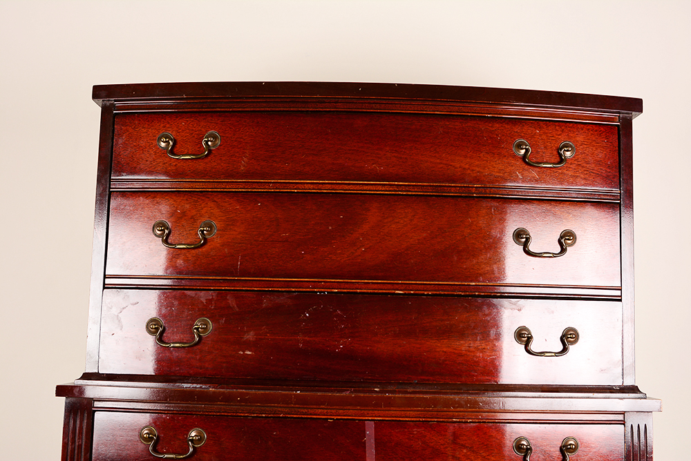 Mahogany Bow Front Chest On Chest