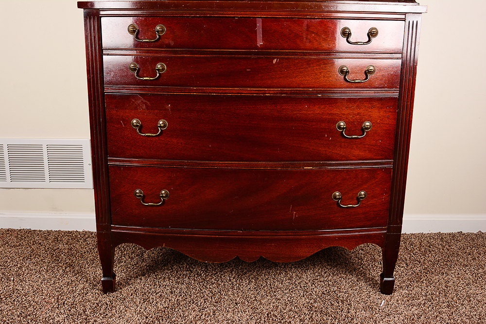 Mahogany Bow Front Chest On Chest