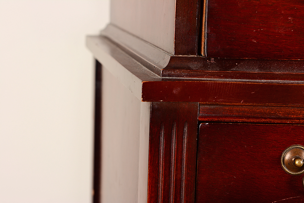 Mahogany Bow Front Chest On Chest