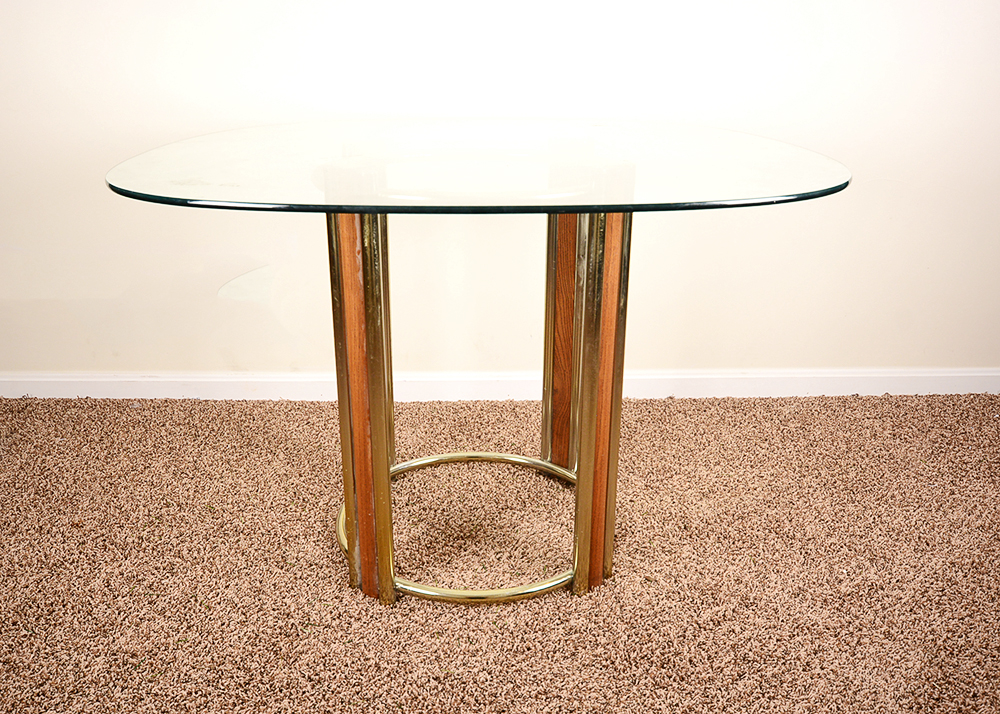 Vintage Dining Set with Glass Top Table